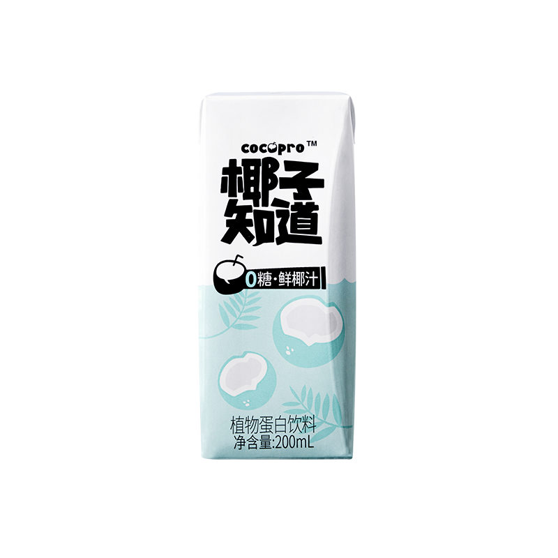 椰子知道0糖鮮椰汁便攜裝植物蛋白飲料200ml/瓶