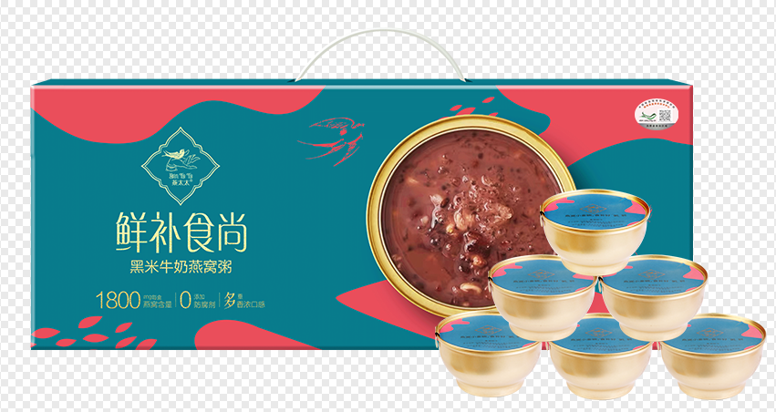 燕太太黑米牛奶燕窝粥礼盒252g*6