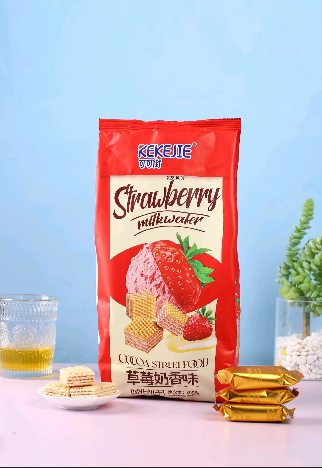 可可街草莓奶香味威化餅干