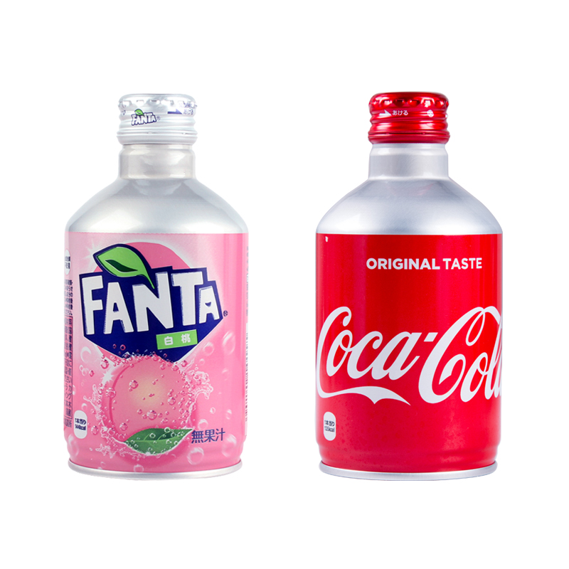 日本進(jìn)口Coca cola可口可樂碳酸飲料子彈頭芬達(dá)白桃汽水300ml