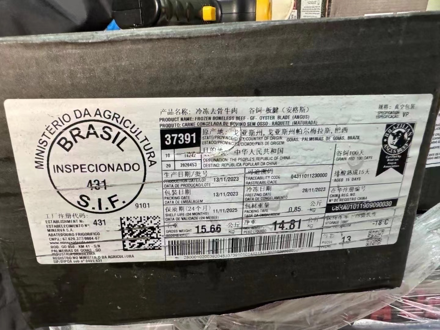 巴西美丽华421/431/791谷饲安格斯原料