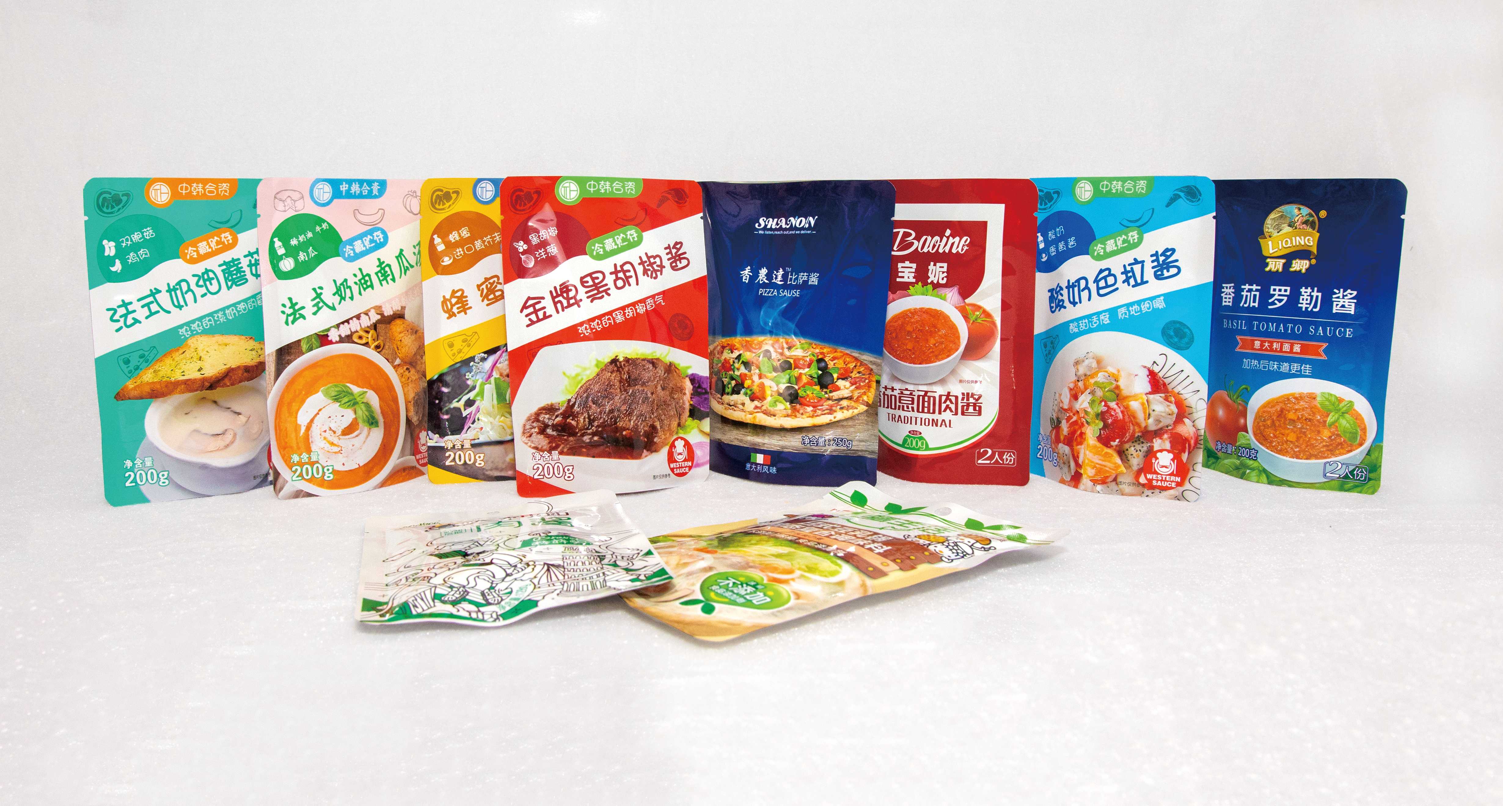 預(yù)制菜包裝、高溫殺菌醬包包裝、冷凍蔬菜水果包裝、自動卷膜包裝