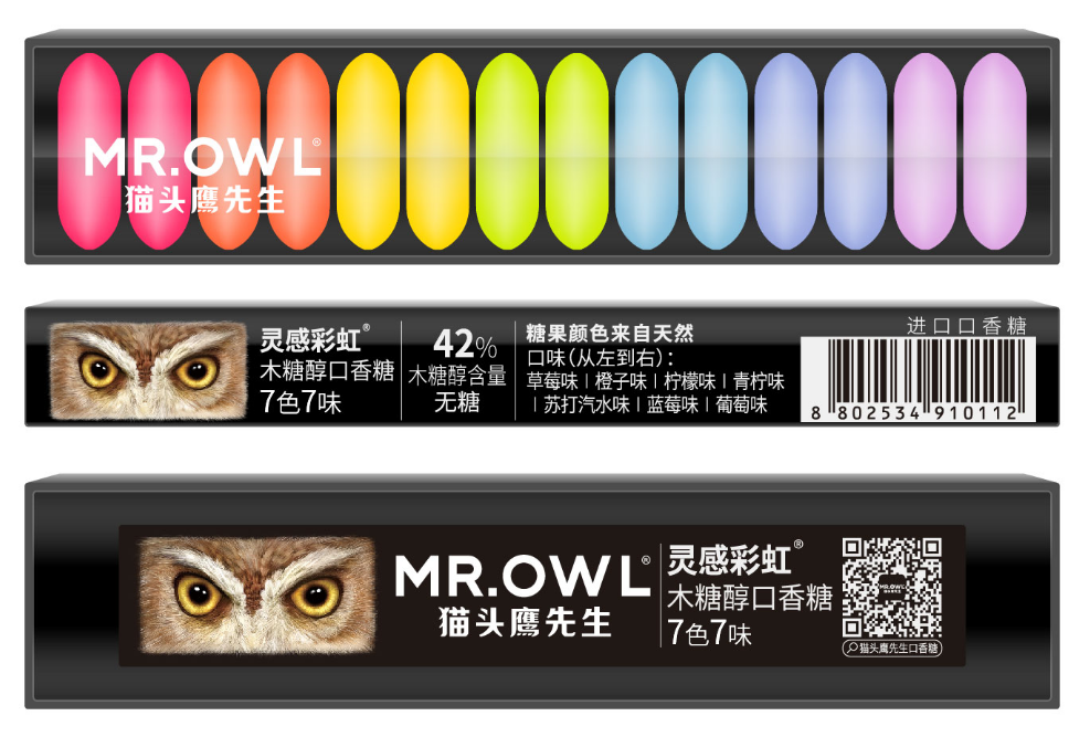 貓頭鷹先生靈感彩虹木糖醇口香糖（19.6g）