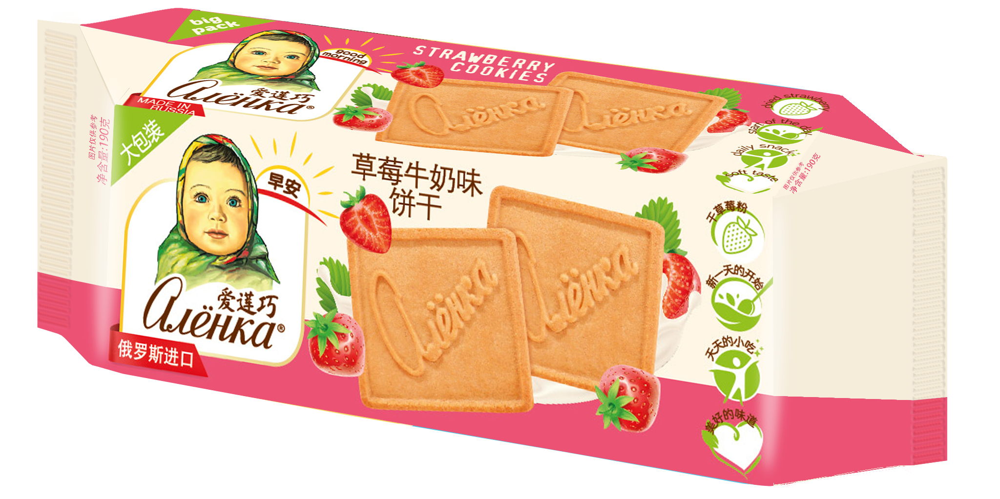 愛蓮巧草莓牛奶味餅干190g