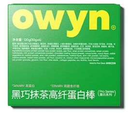 owyn黑巧抹茶高纖蛋白棒120g(30g*4)