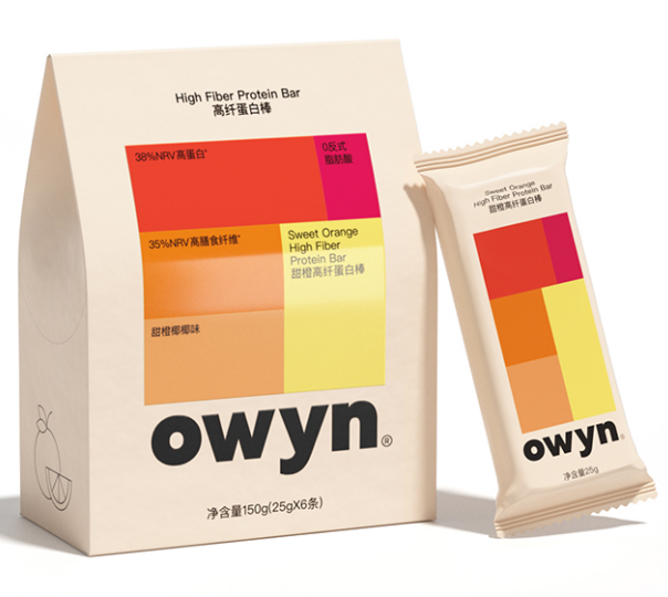 owyn甜橙椰椰高纖蛋白棒 150g(25gX6條)