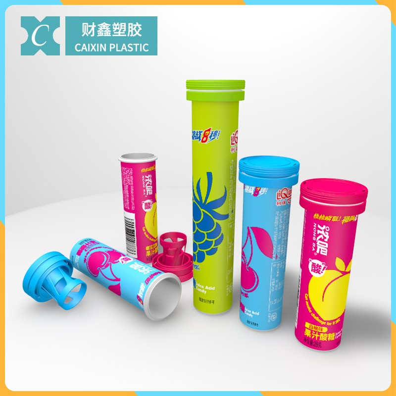 財鑫PP食品塑料包裝VC維他命包裝圓桶29mm口徑維C泡騰片模內貼標