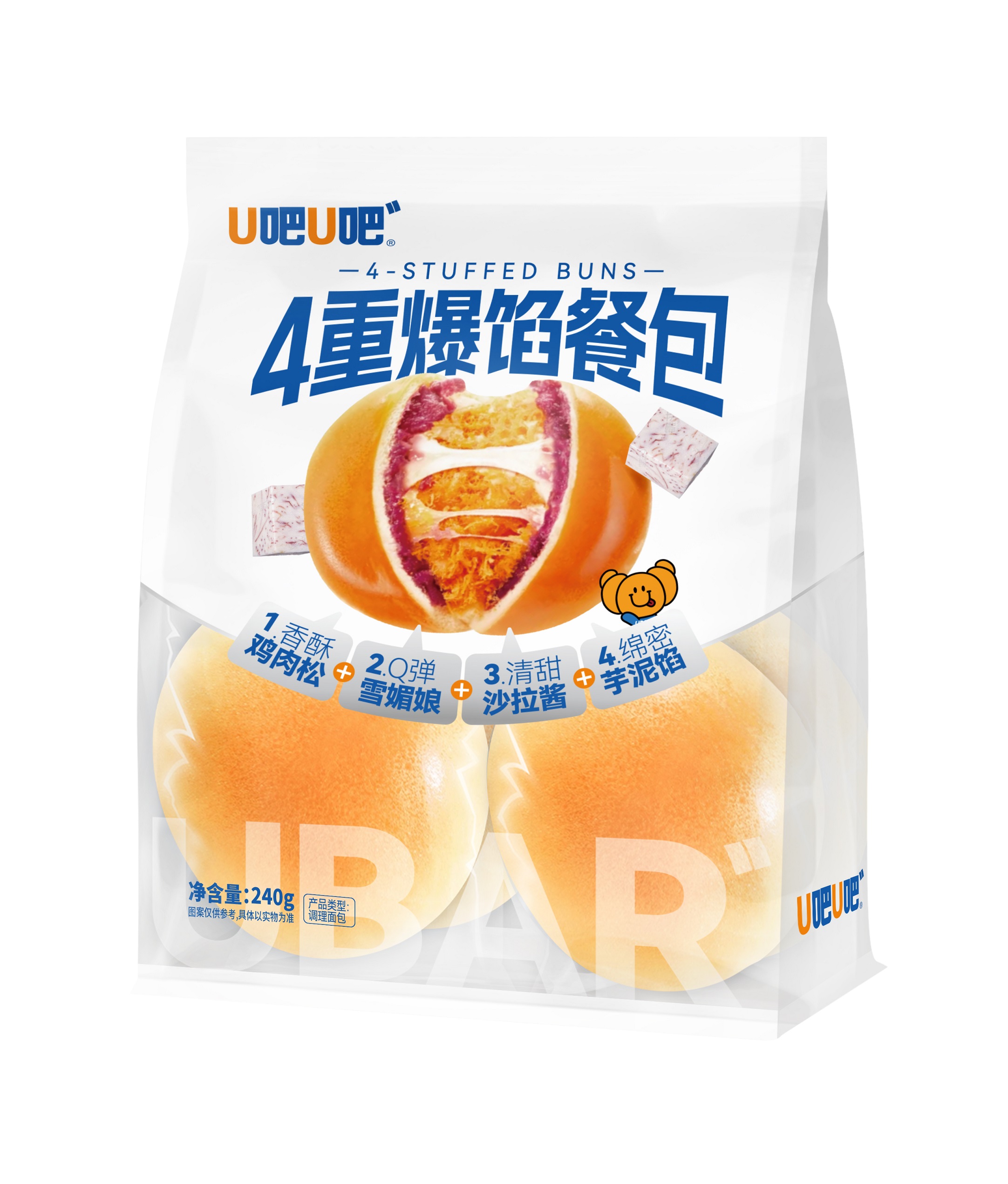 U吧U吧4重爆餡餐包240克