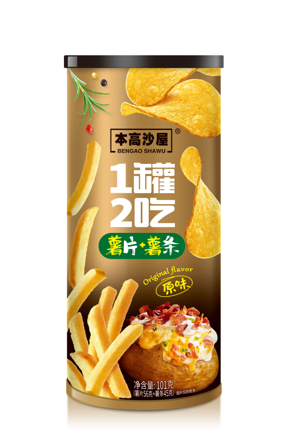 本高沙屋101g原味一罐兩吃原切薯片+薯?xiàng)l