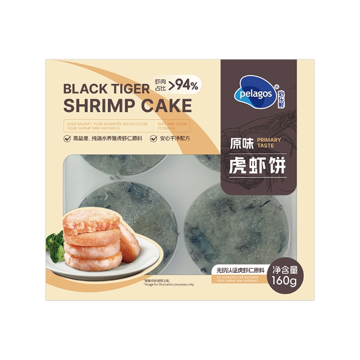 【無抗認(rèn)證】必樂鮮原味黑虎蝦餅160g/盒 (4片裝 蝦肉占比94%以上)