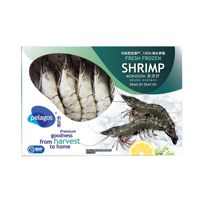 【必樂鮮】生凍馬來西亞黑虎蝦300g盒(16-20只kg)5-6只盒