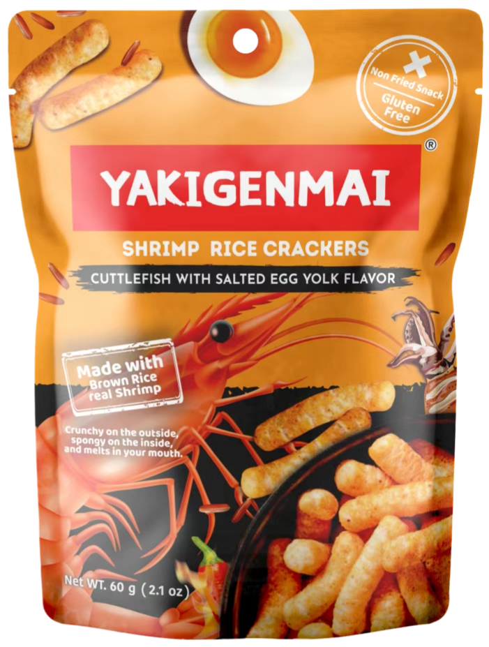YAKIGENMAI咸蛋黃墨魚味蝦味條(膨化食品)60克