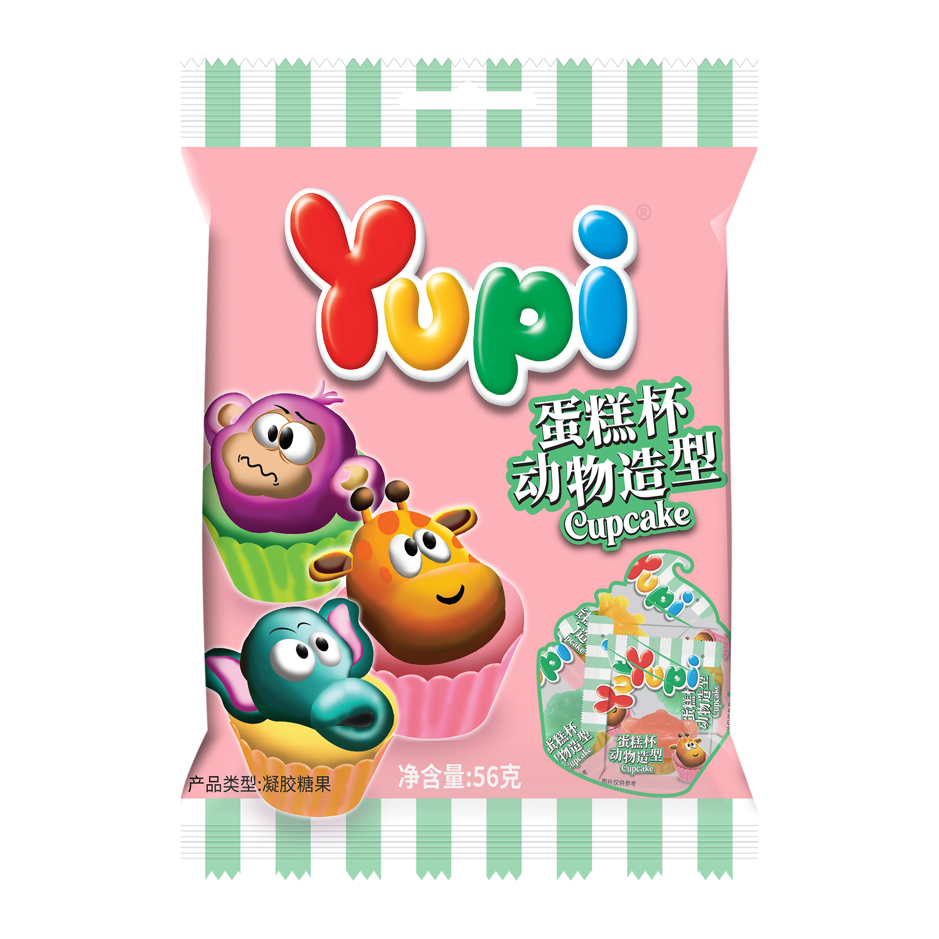 Yupi蛋糕杯動(dòng)物造型軟糖 56g