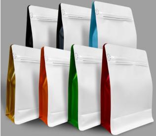 正白側(cè)彩雙色八邊封側(cè)拉鏈帶氣閥咖啡袋