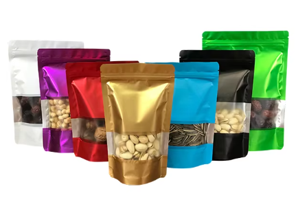 彩色開(kāi)窗自立自封鋁膜袋