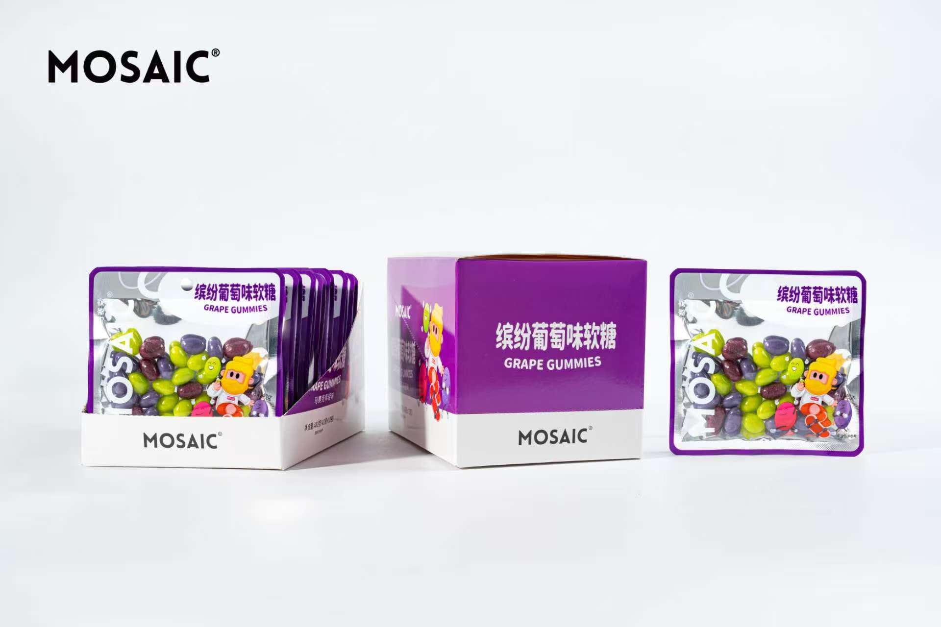 馬賽克?分享盒裝?40克繽紛葡萄味軟糖