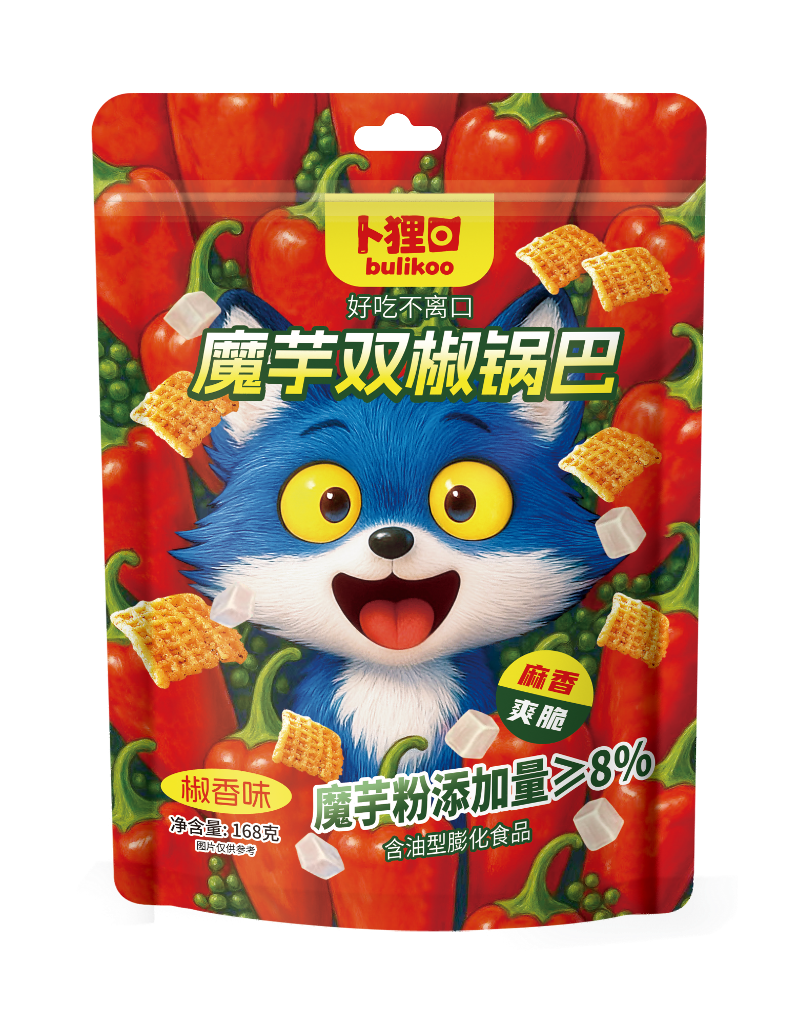 卜貍口魔芋雙椒鍋巴168克椒香味