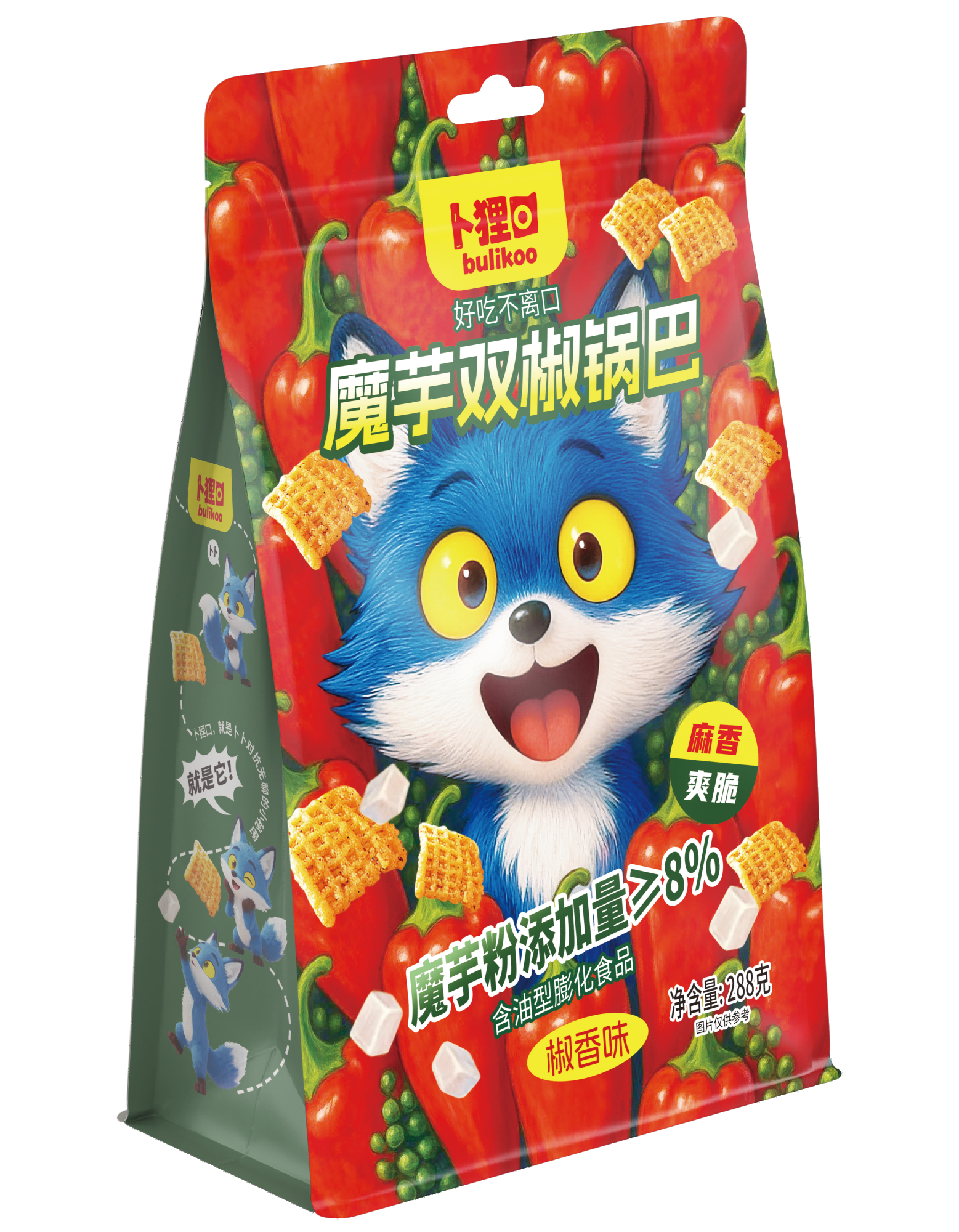 卜貍口魔芋雙椒鍋巴288克椒香味