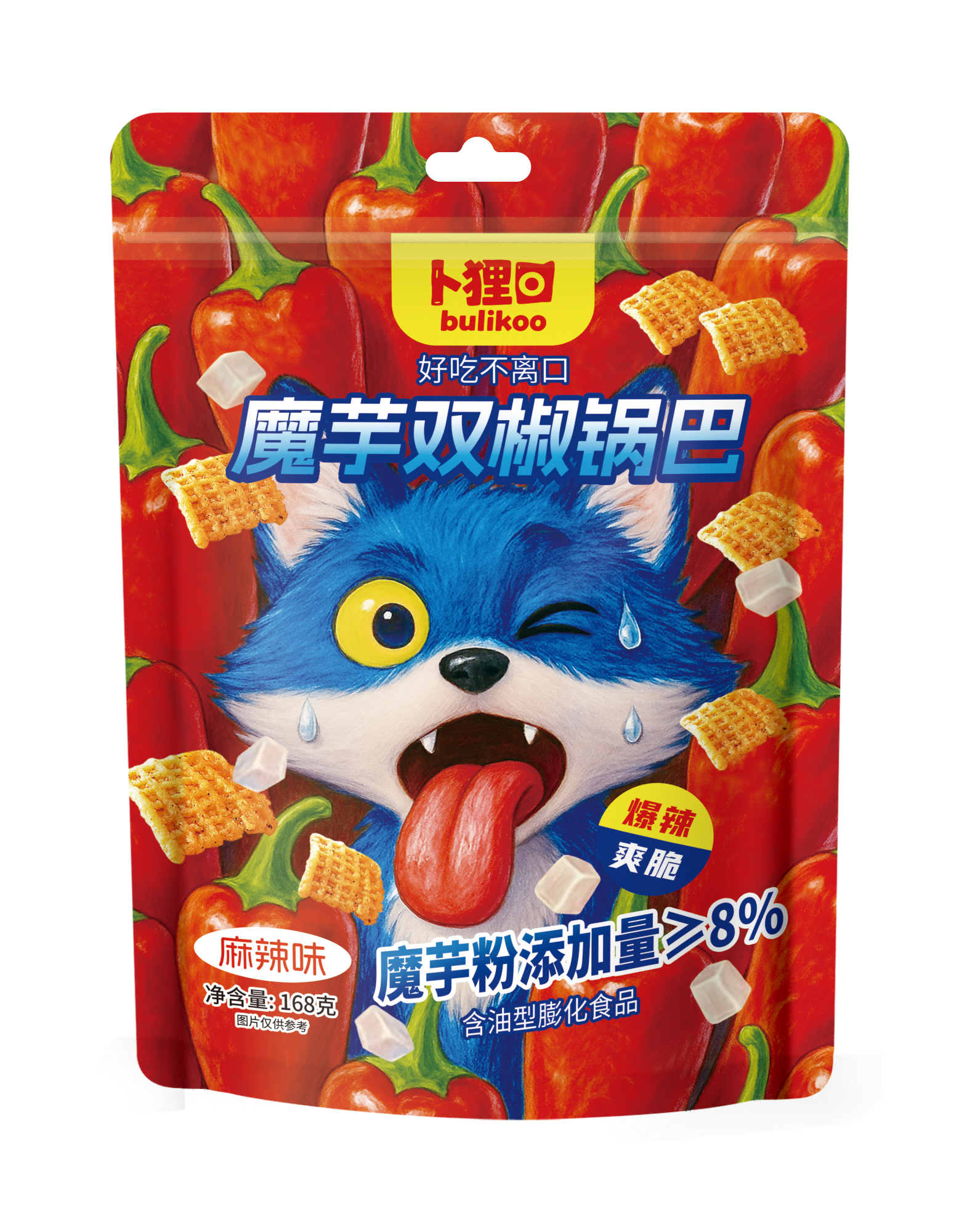 卜貍口魔芋雙椒鍋巴168克麻辣味