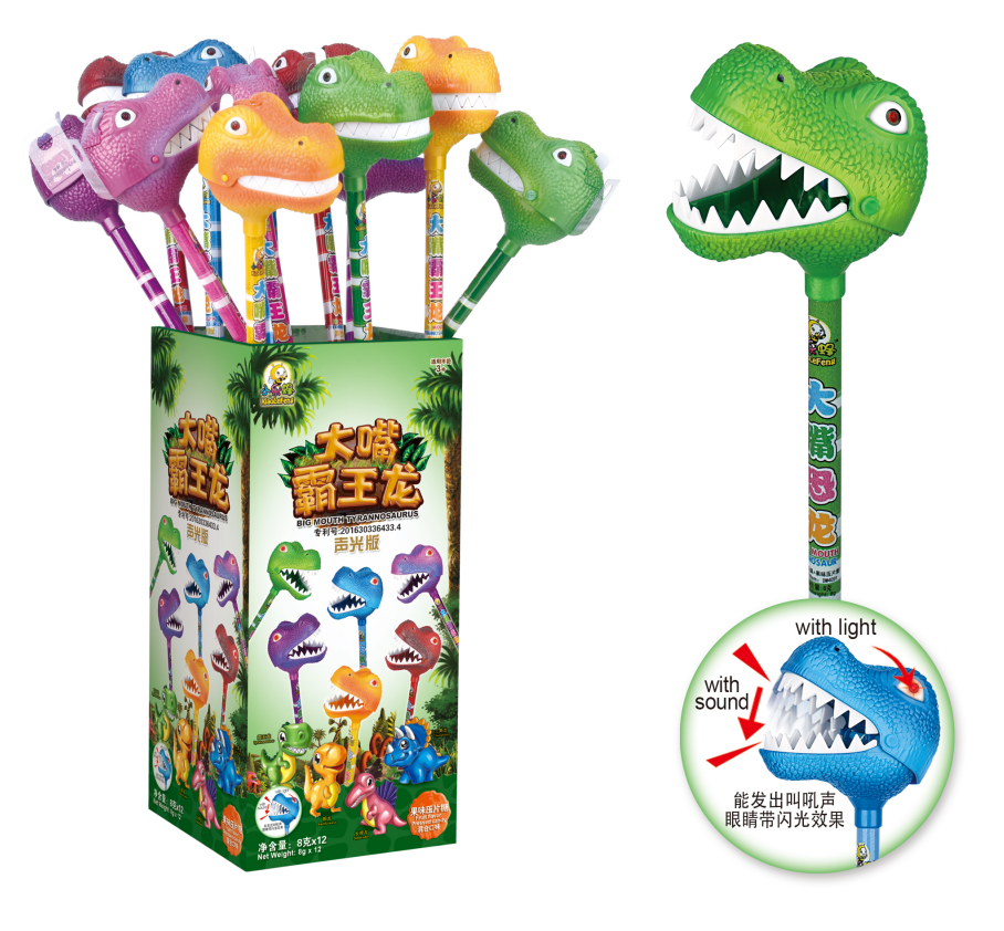 大嘴霸王龍（聲光版）（聲光裝糖玩具+壓片糖果）