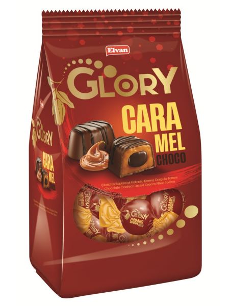 ELVAN GLORY 巧克力涂層焦糖太妃糖 1000克×8袋 立式包裝袋