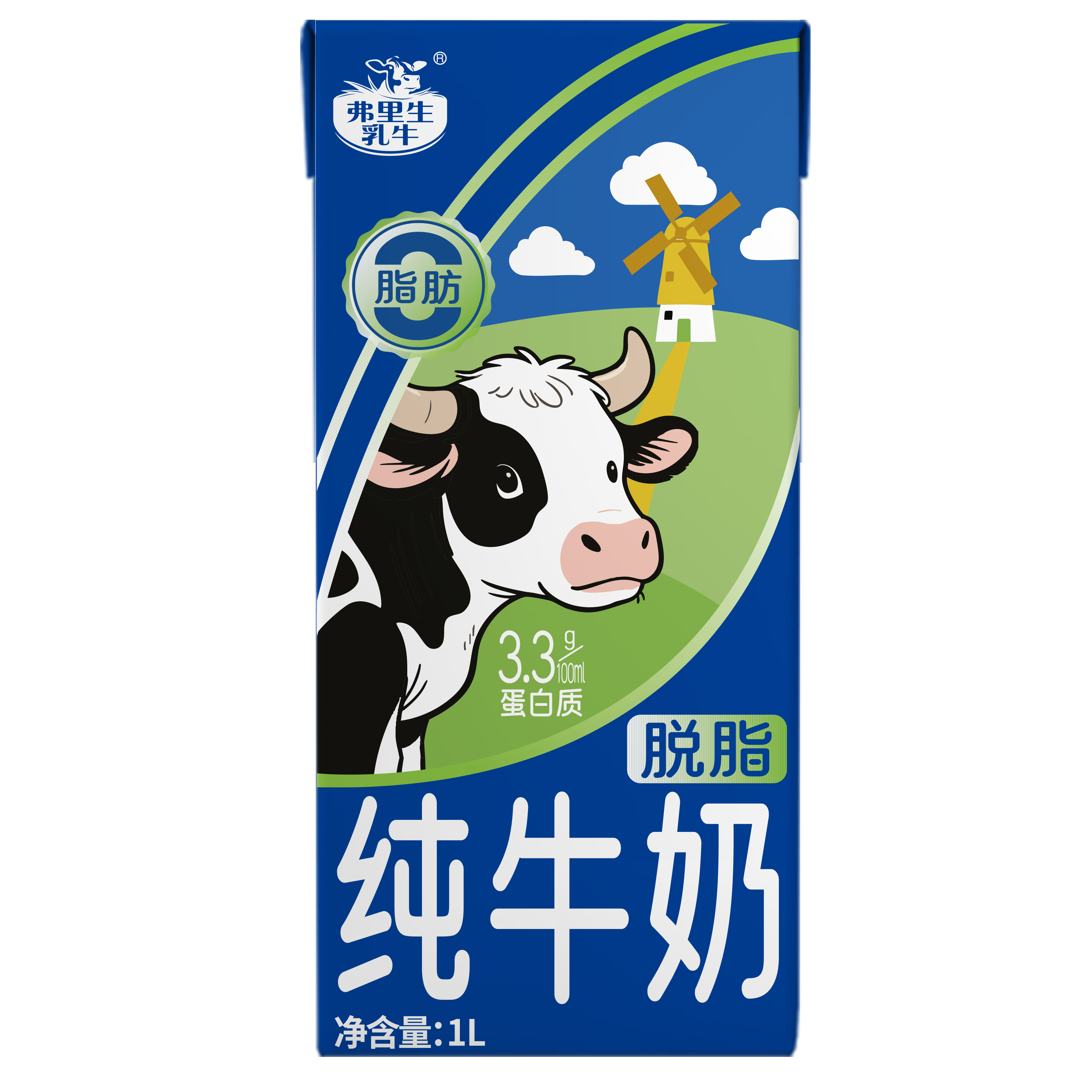 弗里生乳牛3.3g蛋白脫脂純牛奶1L*12