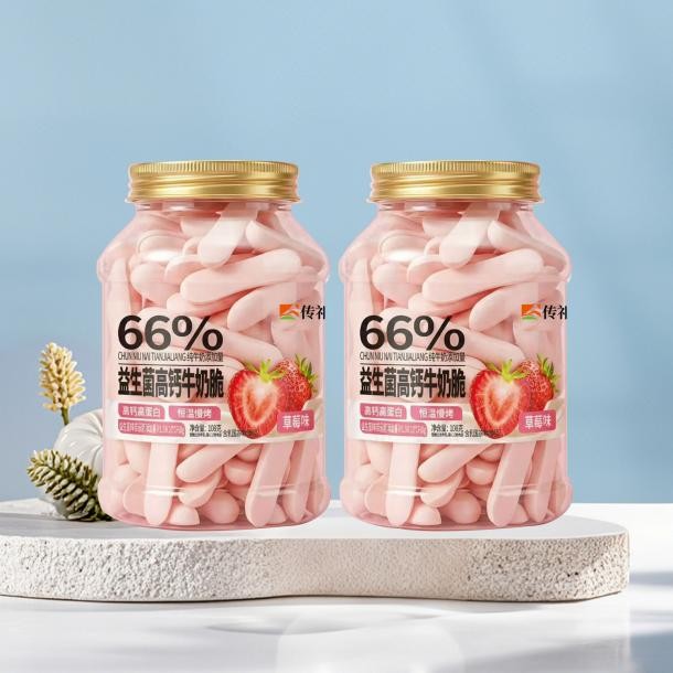 傳祁乳業益生菌高鈣牛奶脆草莓味