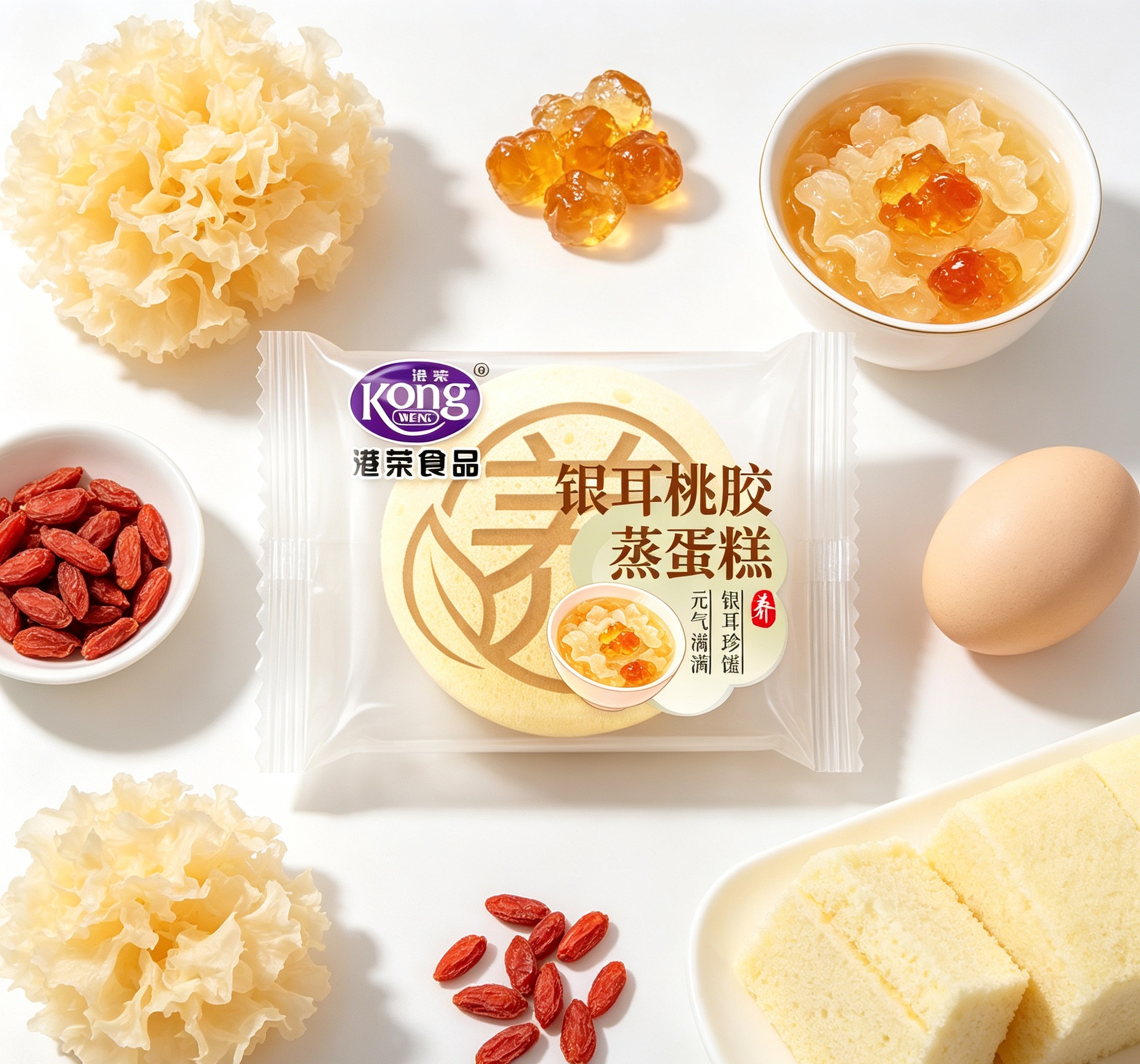 Tremella & Peach Gum Steamed Cake