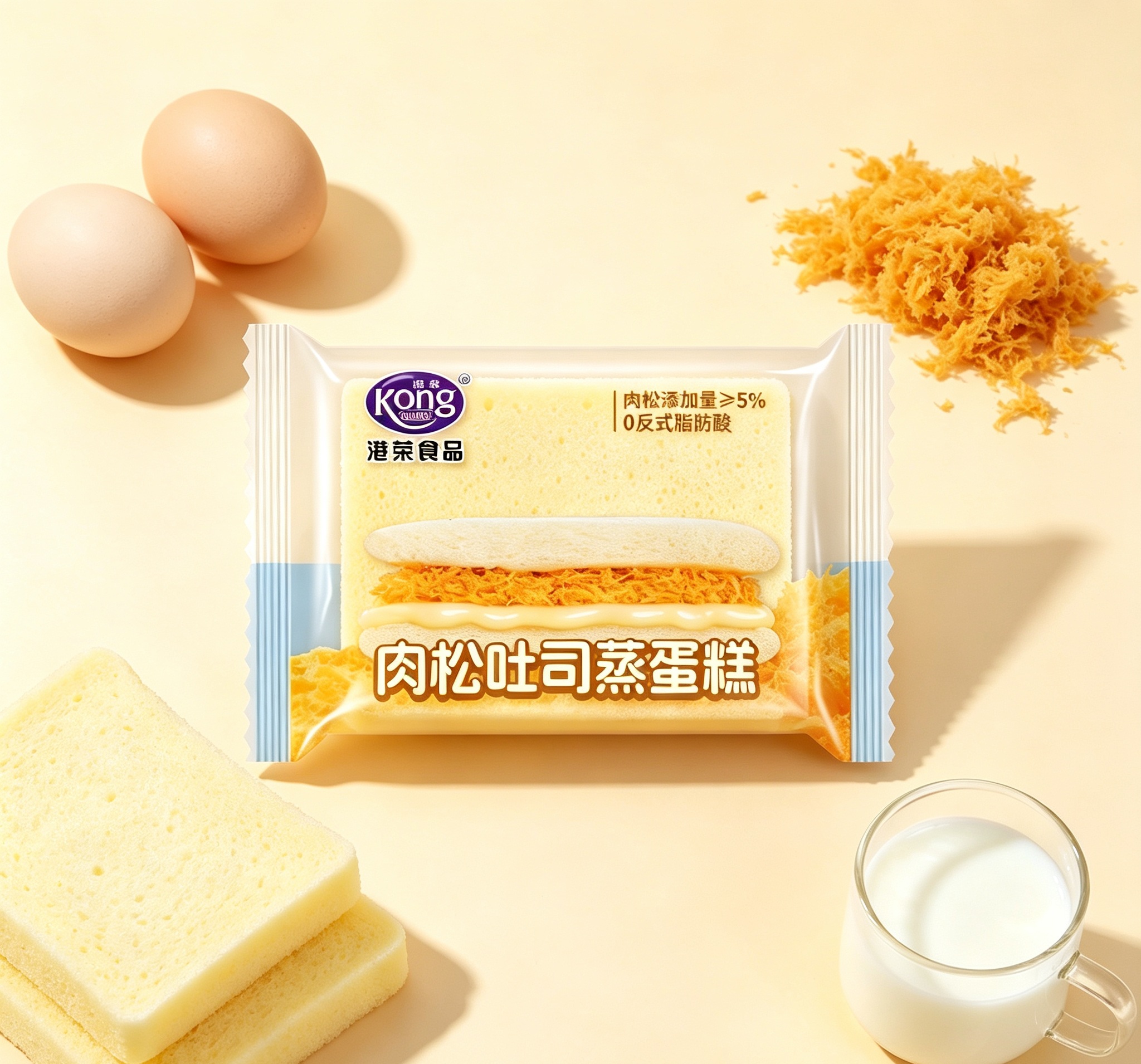 Meat Floss Steamed Toast Cake