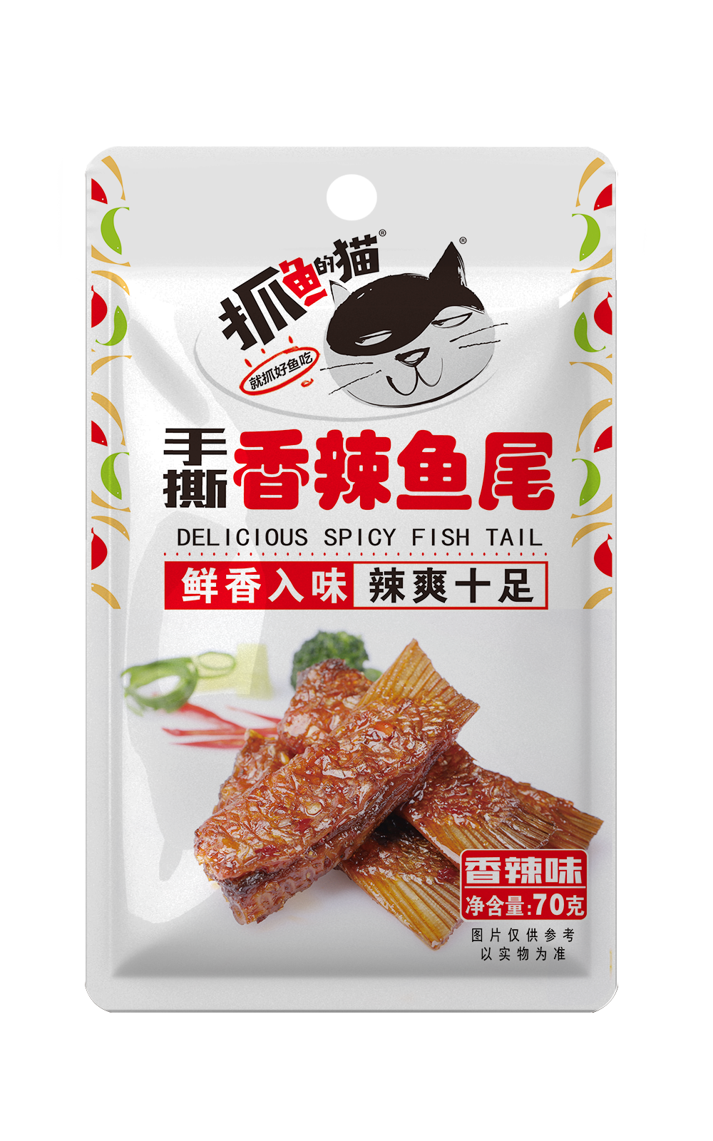 抓魚的貓手撕香辣魚尾70g