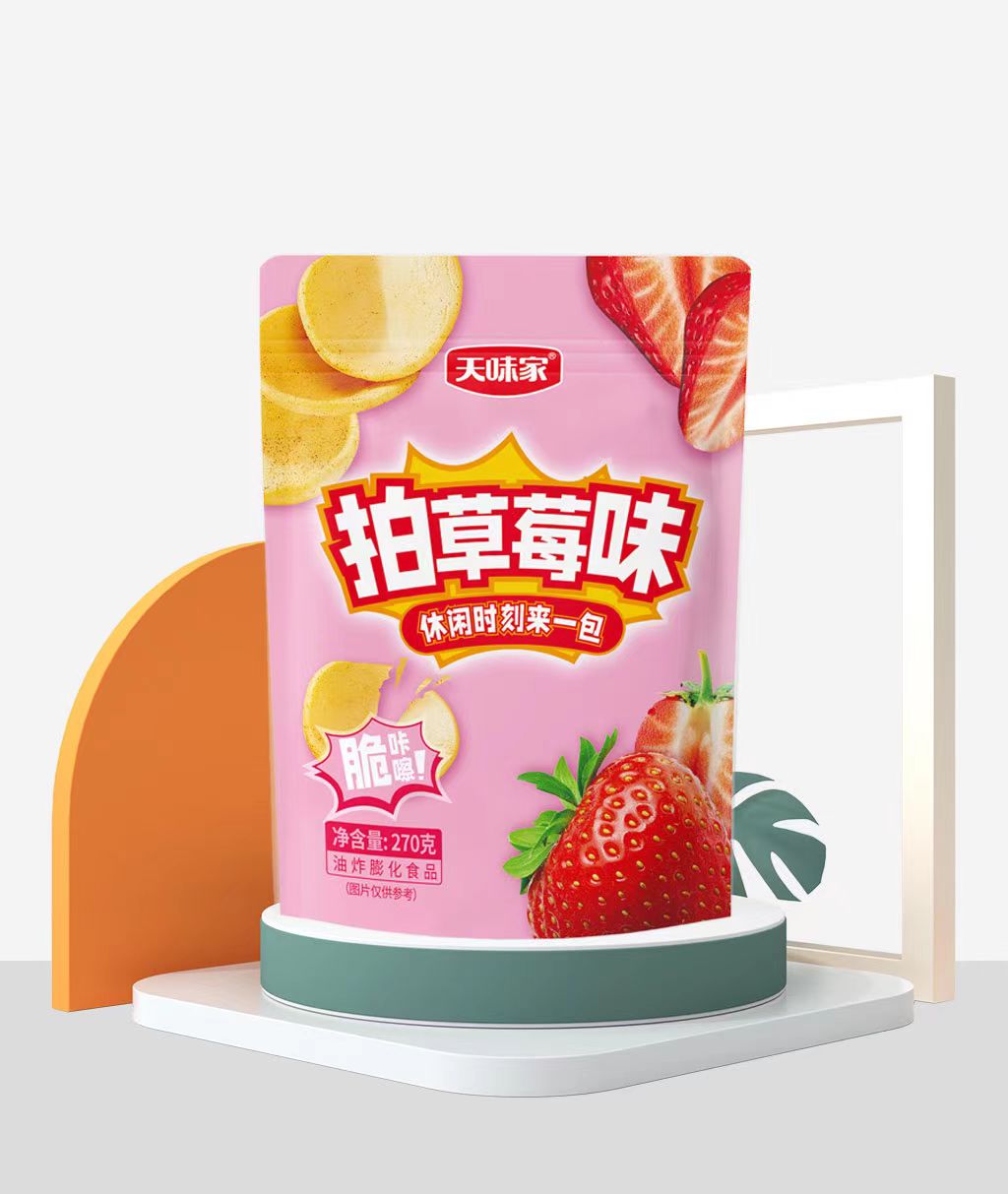 拍草莓味脆片