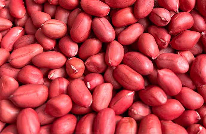 peanut kernels with dark red skin