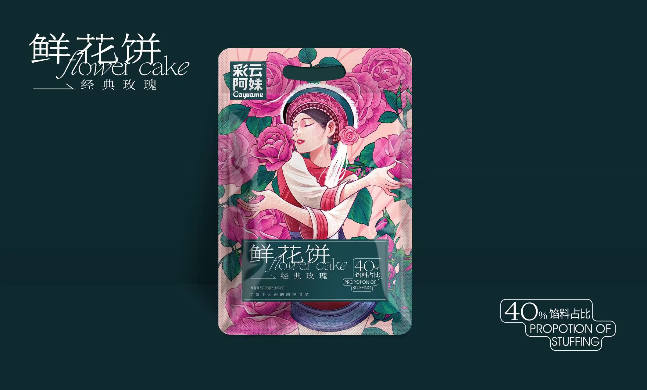 彩云阿妹經典玫瑰鮮花餅200g（八枚裝）