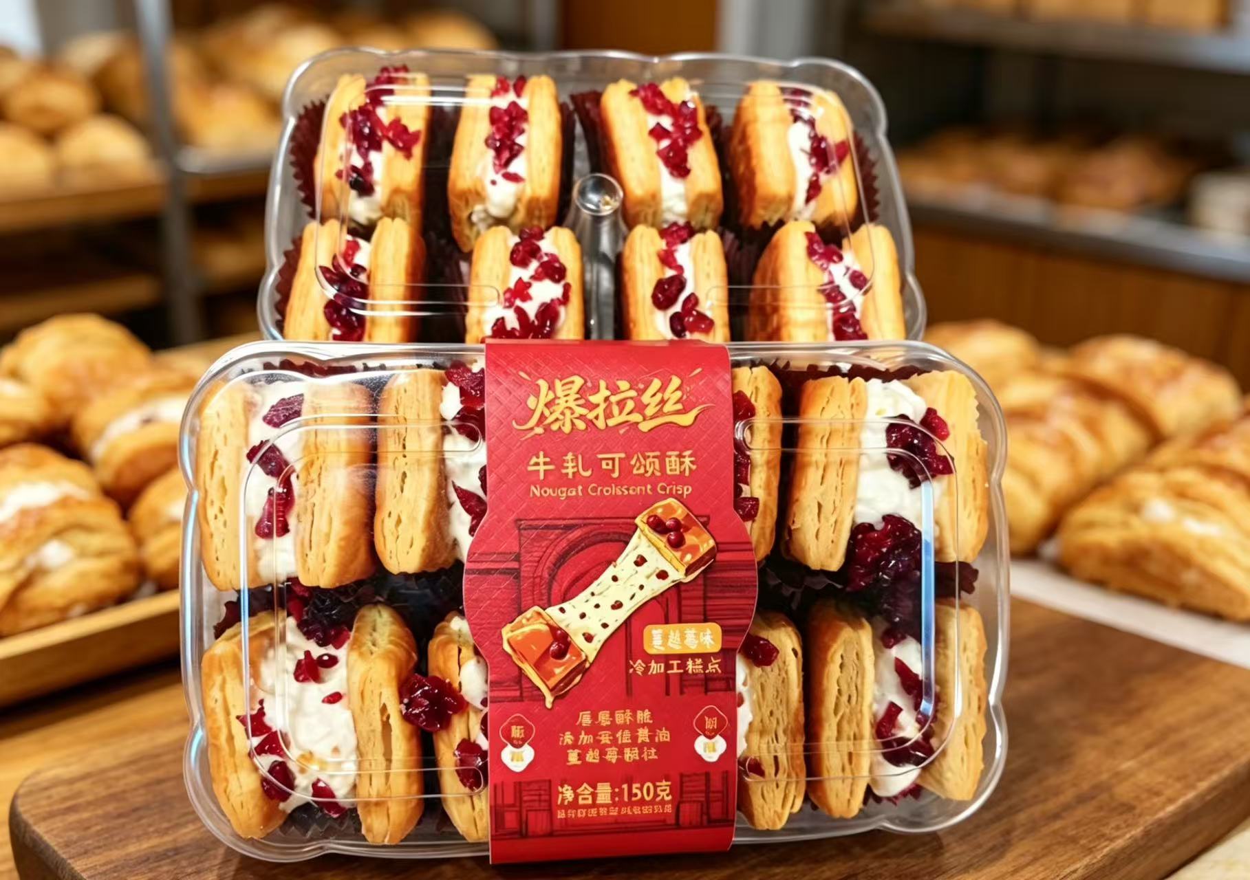 爆拉絲牛軋可頌酥（蔓越莓味）