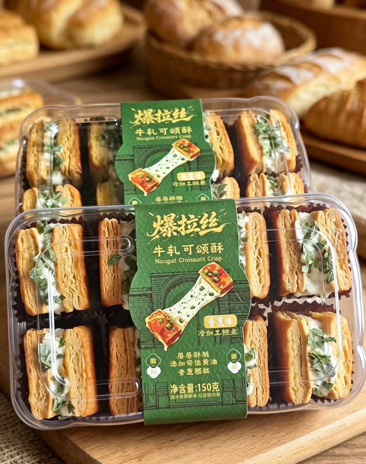 爆拉絲牛軋可頌酥（香蔥味）