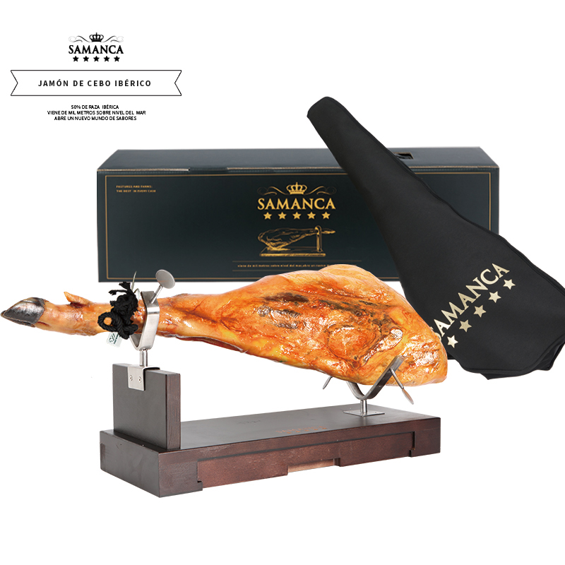 薩曼卡伊比利亞50%谷物飼養(yǎng)帶骨火腿（后腿）白標(biāo)