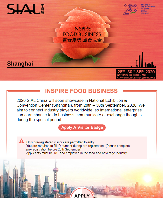 2020 SIAL China pre-registration is now available