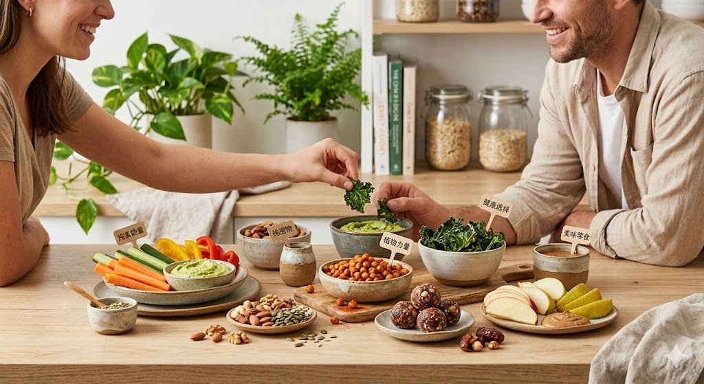      <alt="Assorted plant-based snack platter representing clean-label and functional food trends">