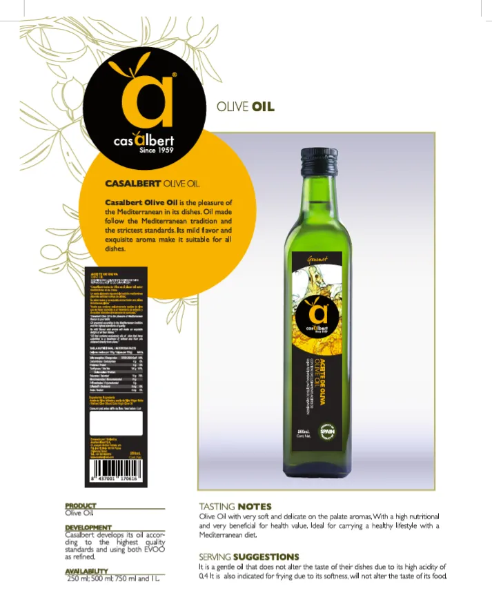 A bottle of Casalbert premium olive oil from Spain, representing healthy Southern Europe food trends