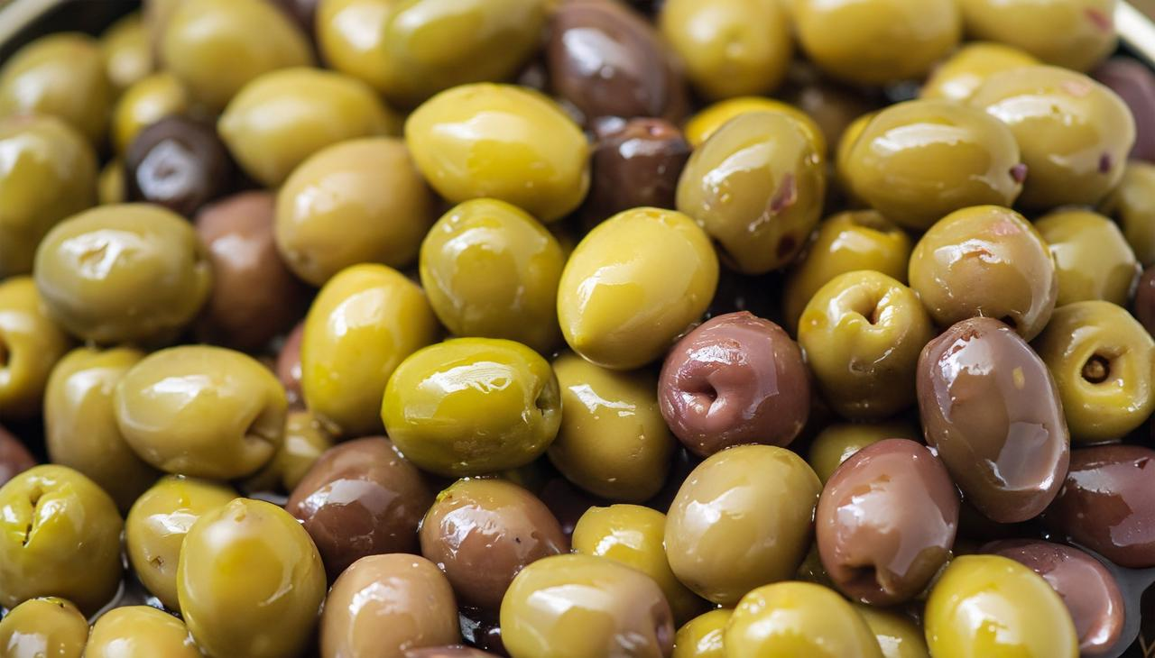 Fresh olives showcasing rich textures and colors